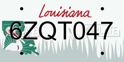 6ZQT047 Louisiana License Plate