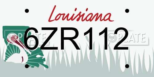 6ZR112 Louisiana License Plate