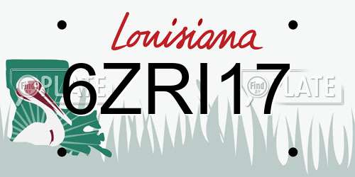 6ZRI17 Louisiana License Plate