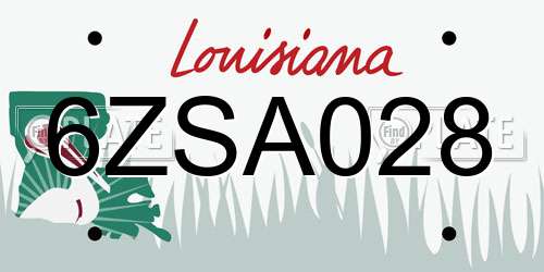 6ZSA028 Louisiana License Plate