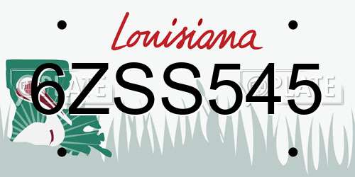 6ZSS545 Louisiana License Plate