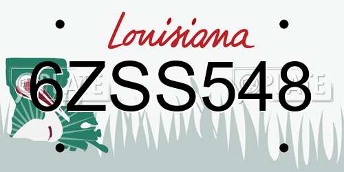 6ZSS548 Louisiana License Plate