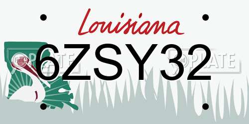 6ZSY32 Louisiana License Plate