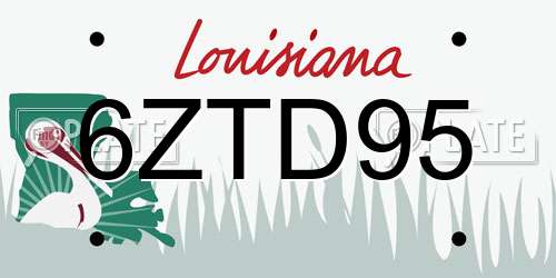 6ZTD95 Louisiana License Plate