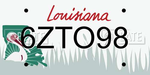 6ZTO98 Louisiana License Plate