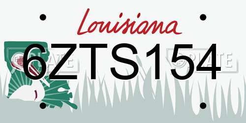 6ZTS154 Louisiana License Plate