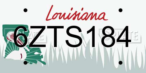 6ZTS184 Louisiana License Plate