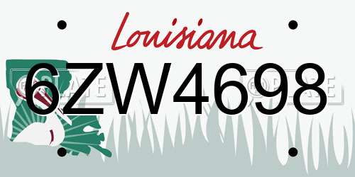 6ZW4698 Louisiana License Plate