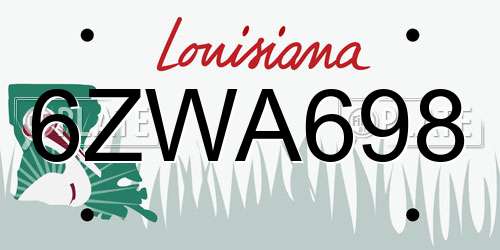 6ZWA698 Louisiana License Plate