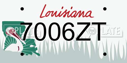 7006ZT Louisiana License Plate