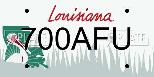 700AFU Louisiana License Plate
