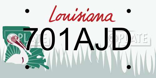 701AJD Louisiana License Plate