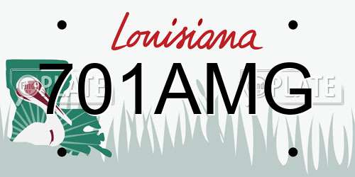 701AMG Louisiana License Plate