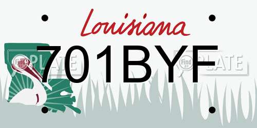 701BYF Louisiana License Plate