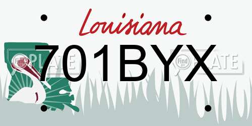 701BYX Louisiana License Plate