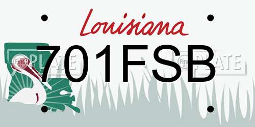 701FSB Louisiana License Plate