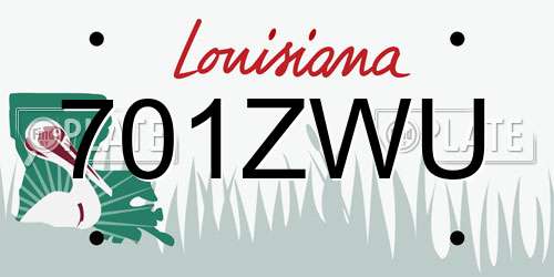 701ZWU Louisiana License Plate