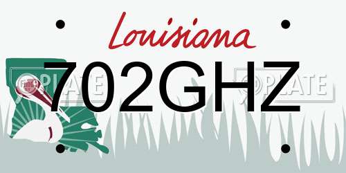 702GHZ Louisiana License Plate