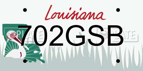 702GSB Louisiana License Plate
