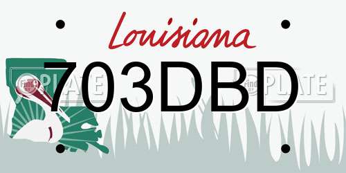 703DBD Louisiana License Plate