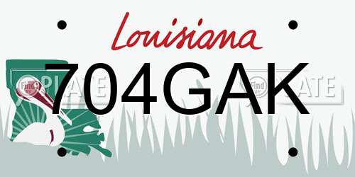704GAK Louisiana License Plate