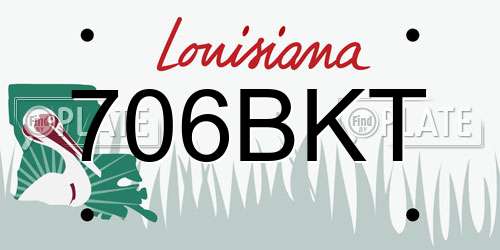 706BKT Louisiana License Plate