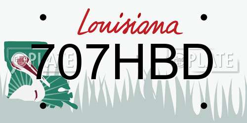 707HBD Louisiana License Plate