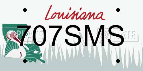 707SMS Louisiana License Plate
