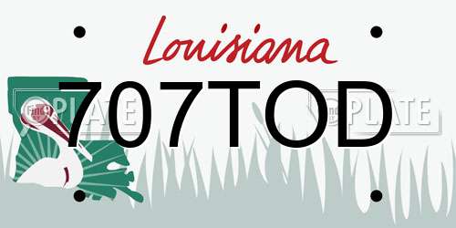 707TOD Louisiana License Plate