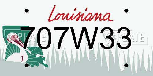 707W33 Louisiana License Plate
