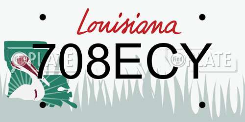 708ECY Louisiana License Plate