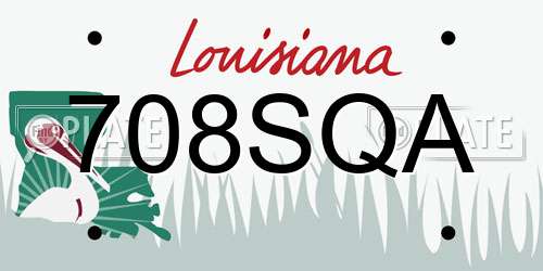 708SQA Louisiana License Plate