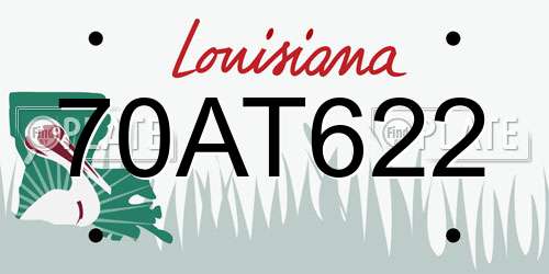 70AT622 Louisiana License Plate