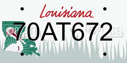 70AT672 Louisiana License Plate