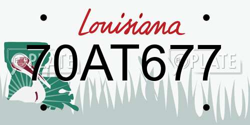 70AT677 Louisiana License Plate