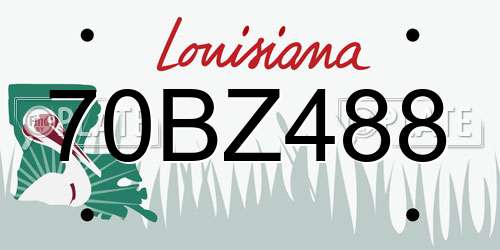 70BZ488 Louisiana License Plate