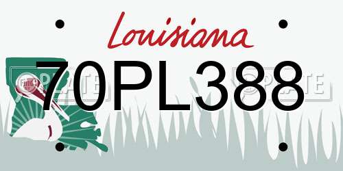 70PL388 Louisiana License Plate