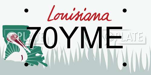 70YME Louisiana License Plate