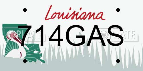 714GAS Louisiana License Plate