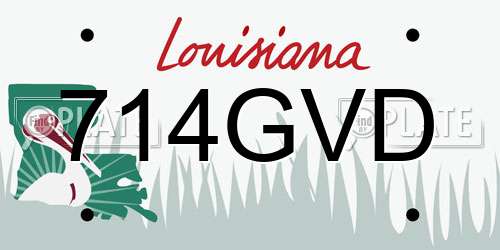 714GVD Louisiana License Plate