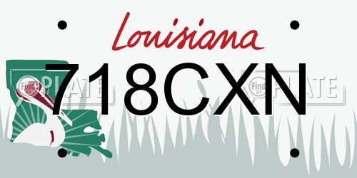 718CXN Louisiana License Plate