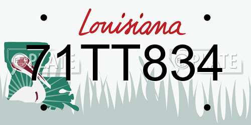 71TT834 Louisiana License Plate