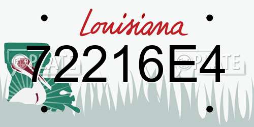 72216E4 Louisiana License Plate