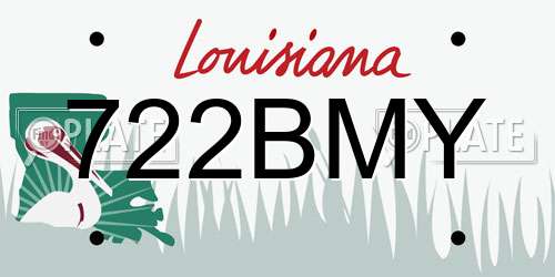 722BMY Louisiana License Plate