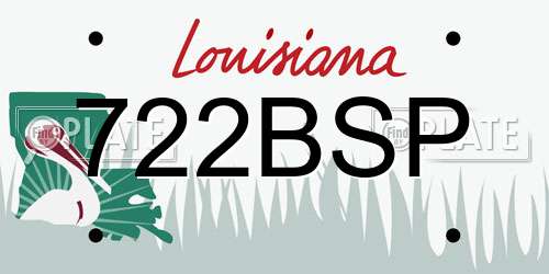 722BSP Louisiana License Plate