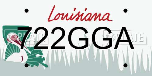 722GGA Louisiana License Plate