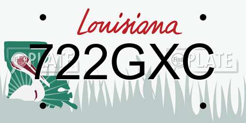 722GXC Louisiana License Plate