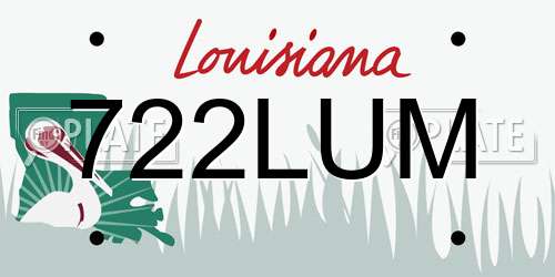 722LUM Louisiana License Plate