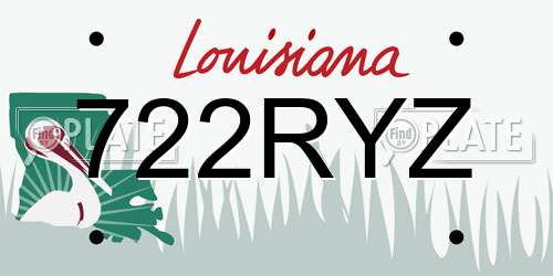 722RYZ Louisiana License Plate