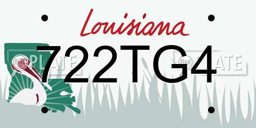 722TG4 Louisiana License Plate